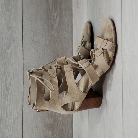 Marc Fisher Women Qmparadox Leather Ankle Heels Sandals shoes sz 9M - Picture 1 of 12